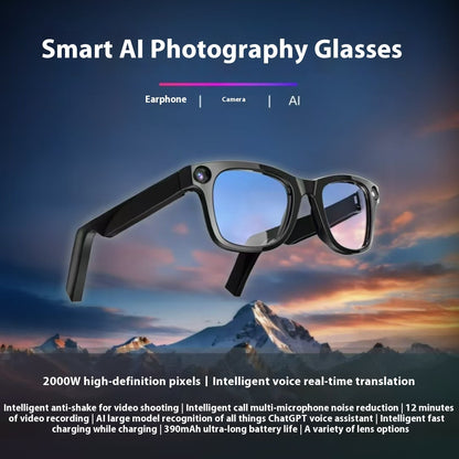 AI Smart Glasses – HD Camera, Anti-Shake, Hands-Free Shooting & Bluetooth Audio